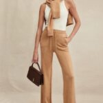 House of CB Spodnie Yalina Camel z kaszmirem modna odzież damska