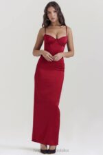 House of CB Stefania Rubinowa Gorsetowa Sukienka Maxi Modna Odzież - Image 8