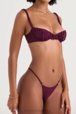 House of CB Stringi Wysoki Stan Ravello Prune Modny Bikini Dół - Image 5
