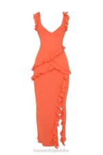 House of CB Sukienka maxi w kolorze pomarańczowym z falbaną Pixie - Image 7