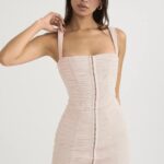 House of CB Sukienka mini z siateczką kryształowa Cat 4PND476 modna odzież na każdą okazję