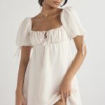 House of CB Sukienka Mini Żorżet Ivory Elegancja na Każdą Okazję