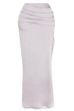 House of CB Szara Marszczona Maxi Spódnica Jia Elegancka Moda - Image 3