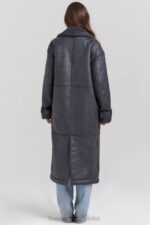 House of CB szary wegański płaszcz z baranka modny stylowy elegancki - Image 9