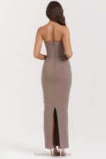 House of CB Taupe Maxi Sukienka Gorsetowa Bez Ramiączek - Image 4