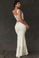 House of CB Therese Kremowa Koronkowa Spódnica Maxi Vintage Elegancja - Image 4