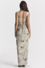 House of CB Vesper Vintage Kwiatowa Spódnica Maxi w Kolorze Niebieskim - Image 11