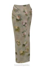House of CB Vesper Vintage Kwiatowa Spódnica Maxi w Kolorze Niebieskim - Image 4