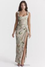 House of CB Vesper Vintage Kwiatowa Spódnica Maxi w Kolorze Niebieskim - Image 8