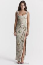 House of CB Vesper Vintage Kwiatowa Spódnica Maxi w Kolorze Niebieskim - Image 9