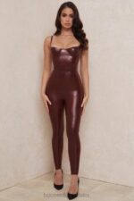 House of CB Wysokiej Jakości Lateksowe Legginsy Lia Raisin