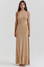 House of CB Złota Sukienka Maxi Selia Dzianina Trendy Elegancka - Image 12
