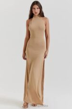 House of CB Złota Sukienka Maxi Selia Dzianina Trendy Elegancka - Image 13