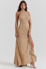 House of CB Złota Sukienka Maxi Selia Dzianina Trendy Elegancka - Image 15