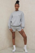 Tommy Szara Oversize Bluza z Okrągłym Dekoltem Modna Odzież - Image 2