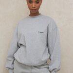 Tommy Szara Oversize Bluza z Okrągłym Dekoltem Modna Odzież