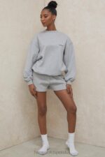 Tommy Szara Oversize Bluza z Okrągłym Dekoltem Modna Odzież - Image 6
