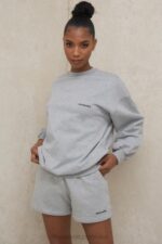 Tommy Szara Oversize Bluza z Okrągłym Dekoltem Modna Odzież - Image 7