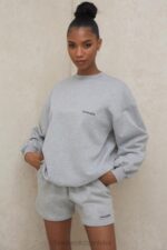 Tommy Szara Oversize Bluza z Okrągłym Dekoltem Modna Odzież - Image 8