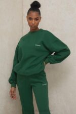 Tommy Zielona Bluza Oversize z Okrągłym Dekoltem Modna Odzież - Image 13